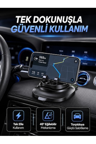 Gizlenebilir Telefon Numaralı Araç İçi Telefon Tutucu Torpido Üstü Telefon Standı Najmaddin