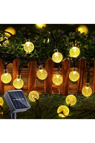 50 Led 7 Metre Sarı Güneş Enerjili Solar Bahçe Teras Balkon Ağaç Lambası Aydınlatması