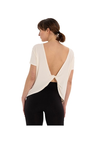 Inguz Sırt Detay Modal Yoga T-shirt Ekru