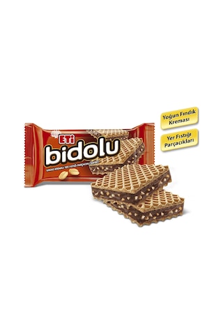 Eti Bidolu Kakao Kremalı Yer Fıstığı Parçacıklı Gofret 24 x 36 G