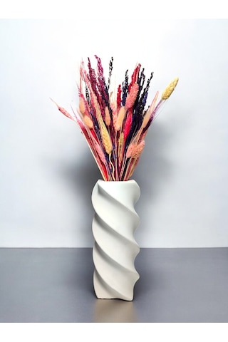 Spiral Model Vazo - 22 Cm Beyaz Vazo Beyaz