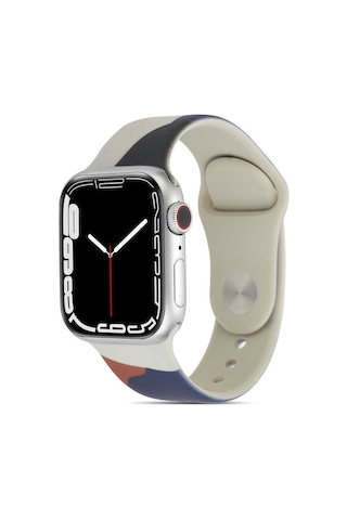 Apple Uyumlu Watch 7 8 45mm Kordon Karışık Renkli Silikon Kordon