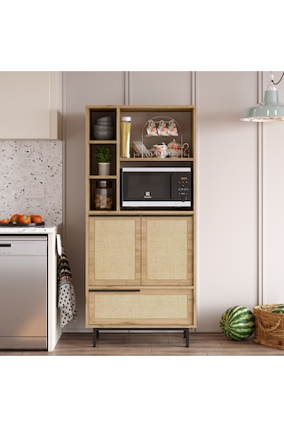 Lidya Mutfak Kiler Dolabı 3 Kapaklı Raflı Metal Ayak On9a-su