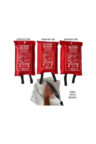 Cam Elyafı Fiberglass Yangın Battaniyesi 150x180 Cm Fire Blanket Cepli Model