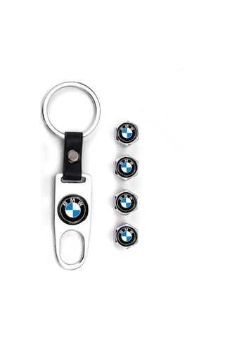 BMW Paslanmaz Çelik Sibop Kapağı ve Anahtarlık Seti Krom Renk