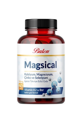 Balen Magsical 730 Mg Kalsiyum Magnezyum Çinko ve Selenyum İçeren Takviye Edici Gıda 60 Kapsül Balen Magsical 730 Mg Kalsiyum Magnezyum Çinko ve Selenyum İçeren Takviye Edici Gıda 60 Kapsül