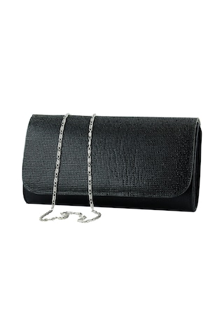 Erkan Saçmacı Siyah Kristal Taşlı Zincir Askılı Manyetik Kapaklı Abiye El Çantası Siyah