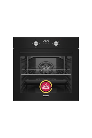 Simfer 4 Fonksiyon Trend Dijital Siyah Power Turbo Elektrikli 3'lü Ankastre Set (Fırın + Elektrikli Ocak + Davlumbaz)