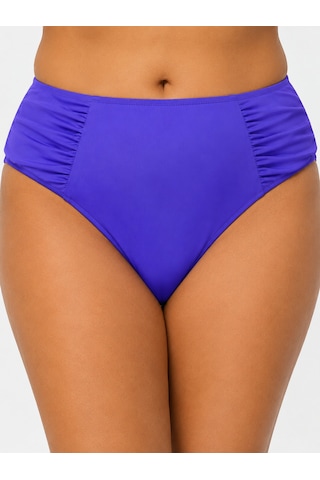 Büyük Beden Yan Drapeli Toparlayıcı Yüksek Bel Kadın Bikini Alt Lila