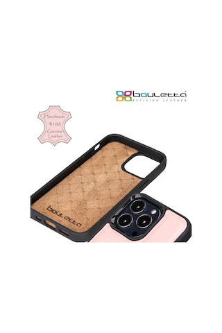 Bouletta Apple Uyumlu iPhone 13 Pro Deri Arka Kapak Fxcp Nu2 Pembe