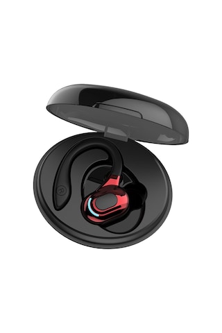F8 Asılı Kulak Stereo Kablosuz Bluetooth Kulaklık Şarj Kutusu İle Kırmızı Tek Kulak