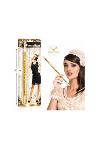 Mey İthalat 30 Cm Altın Gold Payetli Sigara Tutacağı 1920 Ler Gatsby Parti Aksesuarı