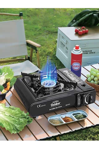 Auhma Rb-kf01 Portatif Kamp Ocağı 2.3kw Siyah Taşınabilir Tekli Gazlı Ocak Rüzgar Geçirmez, Pikn Siyah