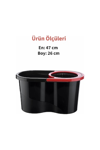 Grimorlife Turbo Star Black Microfiber Döner Başlıklı Temizlik Seti Büyük Boy Mop 13 Lt.+yedek Mop Hediyeli