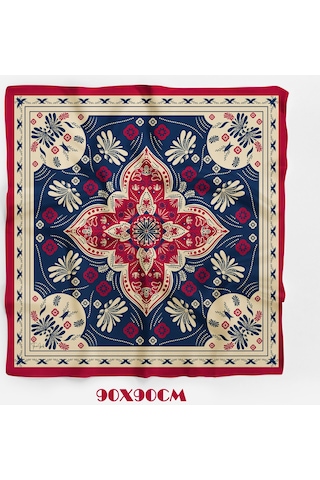 Kadim Scarf Desen 90x90cm Eşarp/fular Bordo