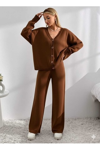 Sayzen Your Shine Basic Hirka Pantolon Alt-üst Takim Sy-2513 Kahverengi