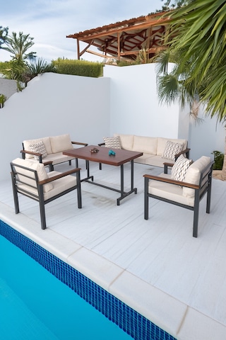 Neokas Metal Bahçe Takımı, Balkon Seti, Kafe Koltuğu, Bekleme Alanı Koltuğu, Oturma Grubu 1 + 1 + 2 + 3 + M Antrasit