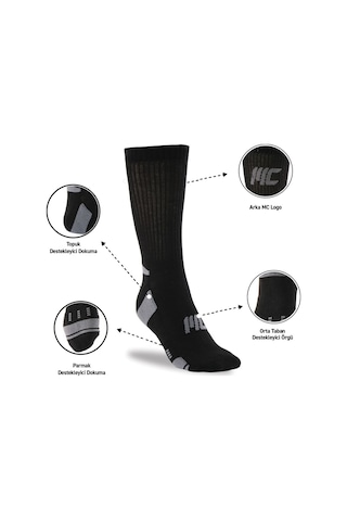 MuscleCloth Stay Fresh Uzun Çorap 3'Lü Paket Siyah Çok Renkli