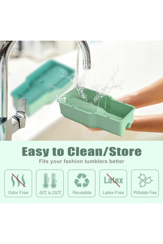 Teltree Stanley Tek Parça Silikon Buzluk - Yemek Grubu, Kolay Çıkarım, -40 C'den 250 C'ye Dayanıklı, Yeşil Çok Renkli