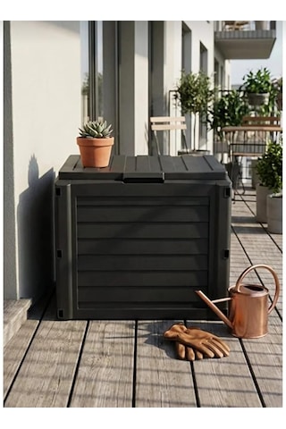 140 Lt Sandık Bahçe Balkon Kiler Depolama Kiler Su Geçirmez, Dayanıklı Plastik Organizer Antrasit