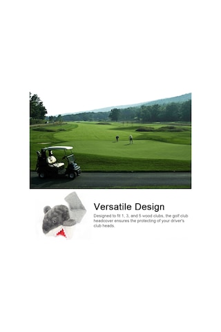 Qingmipy Gri Yumuşak Kadife Golf Wood Çubuğu Koruması - Köpekbalığı Desenli 1,3,5 Numaralı Kollar İçin Vuruş Ve Çizik Koruması Gri