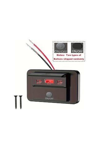 Boatshop1 1 Paket R Üç Portlu Usb Araba Hızlı Şarj Soketi Qc3 0 Pd3 0 Araba Şarj Cihazı Duvara Monte Tip C Araç Rv Tekne Gemi Kamyon Motosiklet Otobüs Uygun