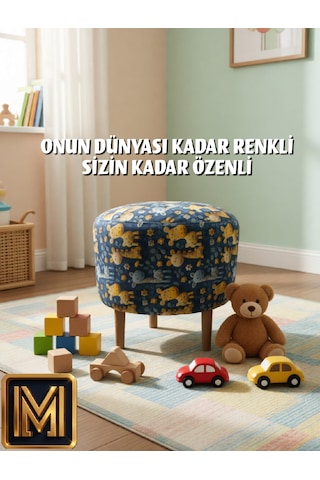 Zürafa Puf Trend Puf F Koltuk Puff Bench Dekoratif Bohem Doğal Gürgen Ayak Çocuk Odası Tabure Çok Renkli