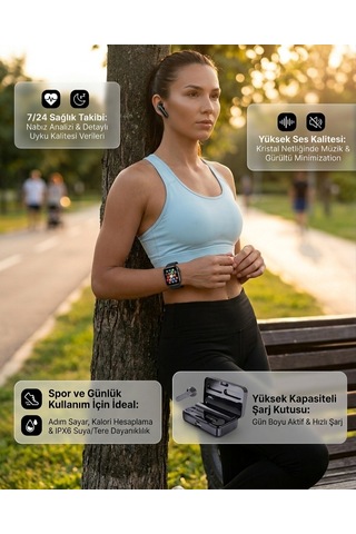 Bluetooth Kulaklıklı Akıllı Saat Seti Yüksek Ses Kalitesi Ve 3d Ekran