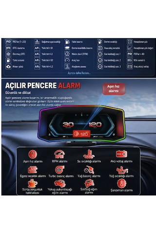Fiat Egea İçin Harici Digital Gösterge Odb Ekran Arıza Göstergesi Turbo Gösterge Hayalet Ekran