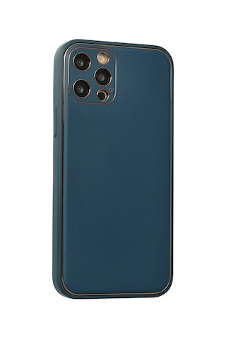 Newface Apple iPhone Uyumlu 12 Pro Max Kılıf Coco Deri Silikon Kapak Semeglbl - 47 - Mavi