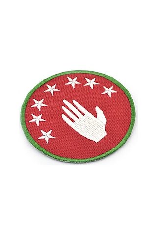 Abhaz Bayrak Nakışlı Yuvarlak Etiket (Kırmızı) Çapı 8 cm Çok Renkli