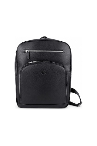Alphaclub Bag Erkek Siyah Hakiki Deri Laptop Bölmeli Çok Fermuarlı Sırt Ve Laptop Çantası