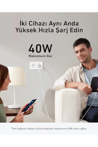 Anker 521 Nano Pro 40w Usb-c Şarj Cihazı - Beyaz - A2038