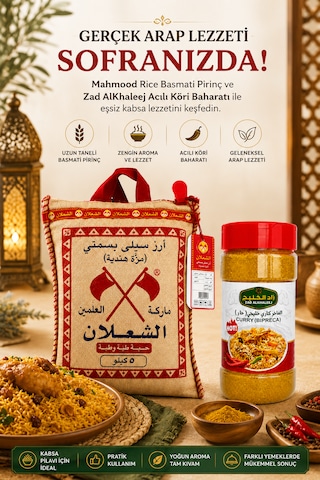 Basmati Pirinç 5 Kg + Zad Alkhaleej Acılı Köri Baharatı Avantaj Paketi