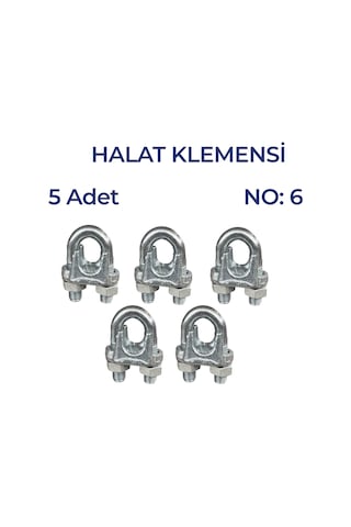 Çelik Halat Klemensi No:6 Güçlü Halat Bağlantı Ve Sabitleme Parçası 5 Adet