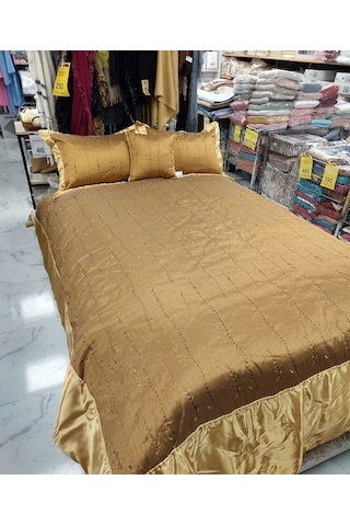 Wilitton Lüx Abiye Battal Çift Kişilik Yatak Örtüsü-bihter Hardal Hardal