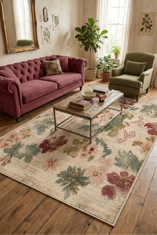 Doğal İplik Şönil Dokuma Pamuk Taban Halı Koridor Halısı Kilim Antre, Salon Ofis Genç Odası Pembe- Renkli 912492741 Pembe- Renkli