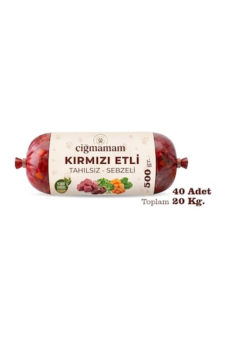 Kırmızı Etli Tahılsız Sebzeli Barf Köpek Maması 20 Kg - 500 G X 40