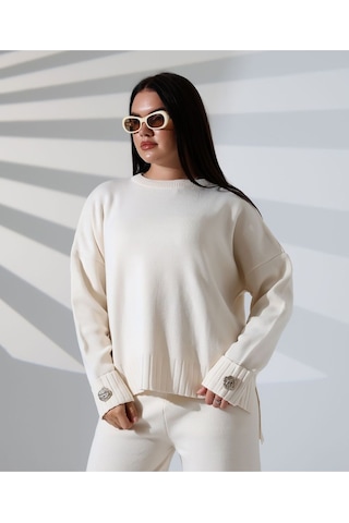 Rahat Kalıp Kol Detaylı Triko Takım Taş