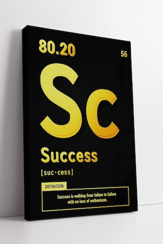 Success Altın Element Stil Siyah Modern İlham Veren Başarı Tanım Yazılı Minimal Kanvas Duvar Sanatı