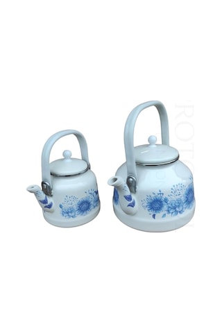 Nishev Italyan Lüks Emaye Çaydanlık Takımı Mavi