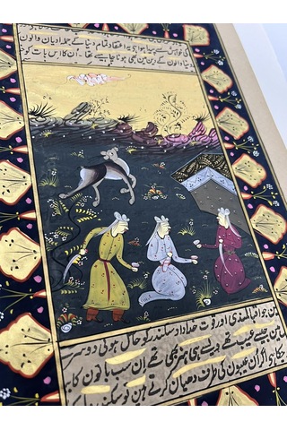 Kampta Sohbet Adlı El Yapımı Minyatür Resim 28,5x18 Cm