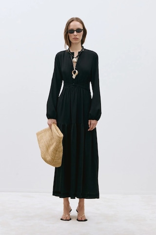 Suud Collection Siyah Mia Kuşaklı Maxi Elbise