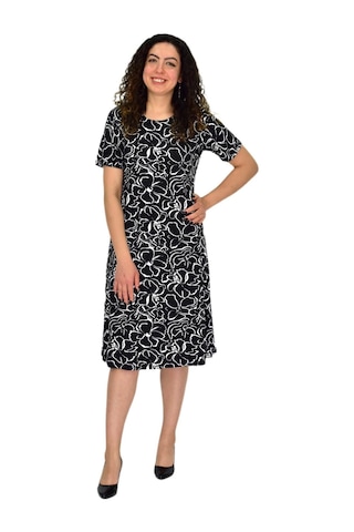 Kadın Kısa Kol Likralı Viskon Elbise Bgl-st04671 siyah