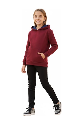 Kız Çocuk Bordo Kapüşonlu Cepli 3 İplik Sweatshirt Bgl-st04998 Bordo