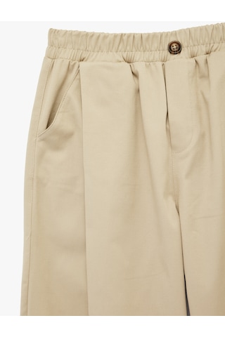 Koton Pileli Pamuklu Oversize Gabardin Kumaş Pantolon Bej 6skb40089tw Ekru