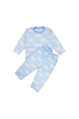 Bebegen Erkek Bebek Bulut Desenli Alt Üst Mavi 2'li Pijama Takım Çok Renkli