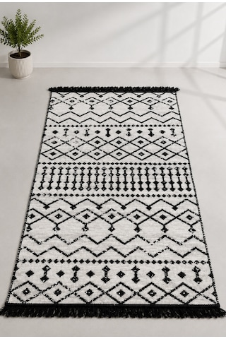 Kilim Paspas Çok Amaçlı Halı Makinede Yıkanabilir Toz Yapmaz Siyah 3