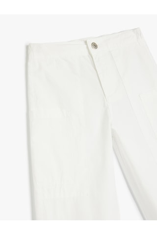 Koton Rahat Kesim Cep Detaylı Pamuklu Basic Jogger Pantolon Beyaz 5skg40028ad Beyaz