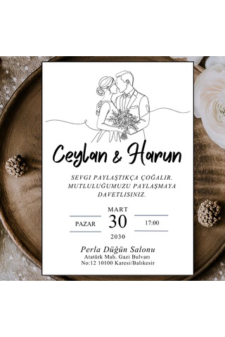 50 Adet Özel Tasarım Davetiye Düğün Nişan Söz